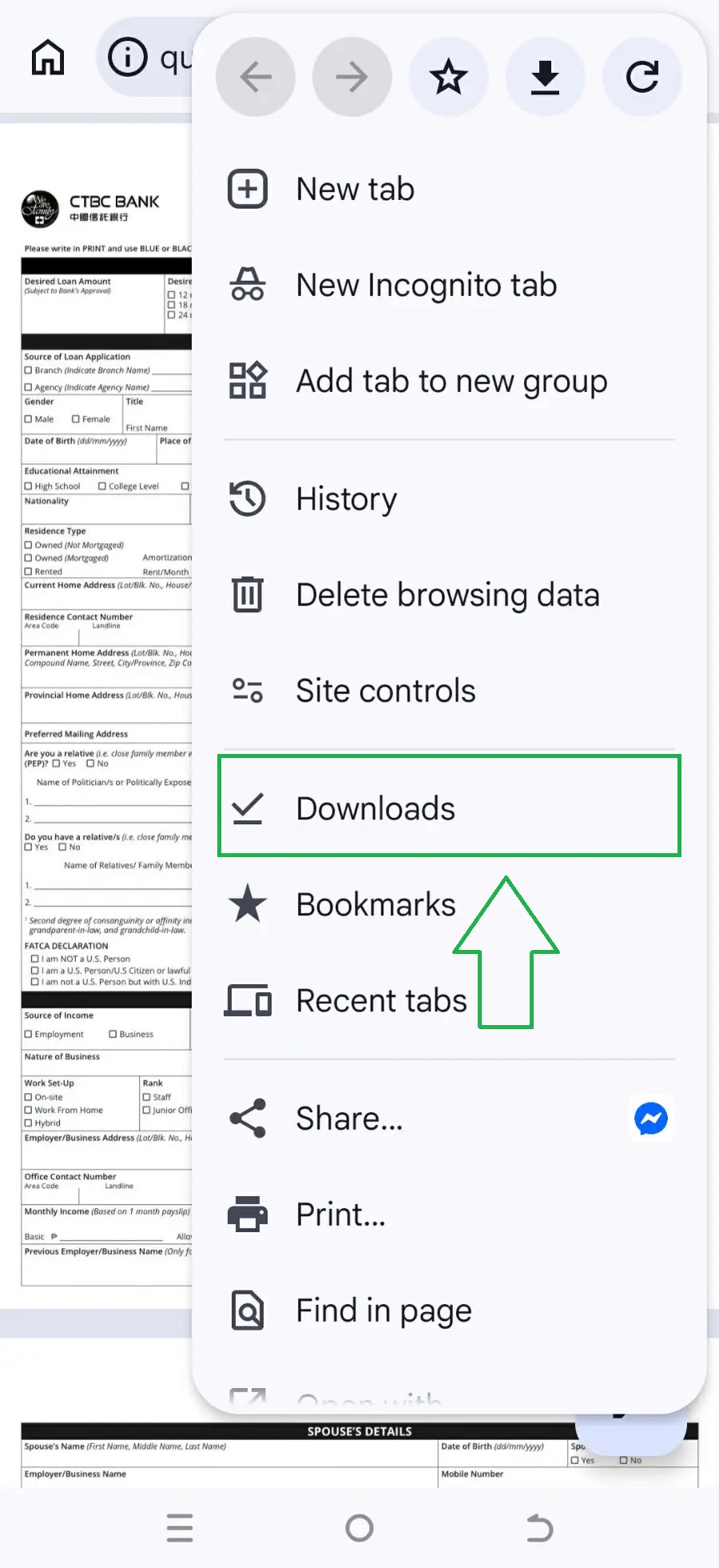 Hakbang 3: i-tap ang Downloads sa menu