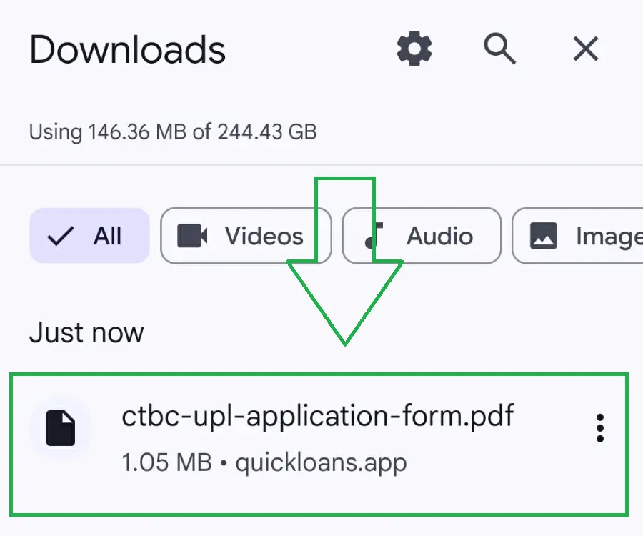 Hakbang 4: naka-save na ang ctbc-upl-application-form.pdf